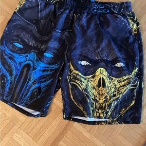 Mortal Combat-Men's Graphic Print Shorts - Blue and Yellow